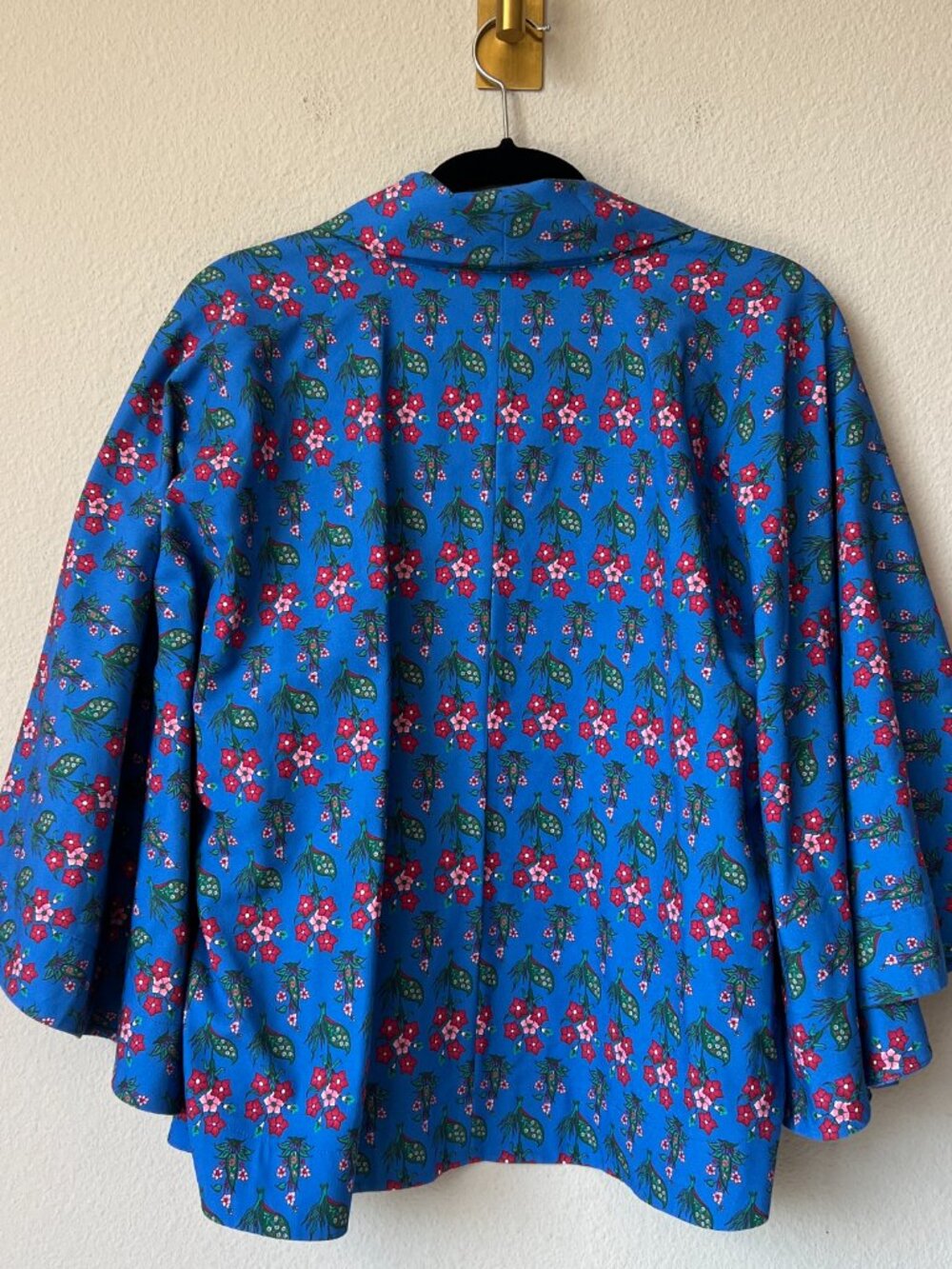 Rhode Blue Red Floral Wrap Effect Crepe Top - Picture 3 of 5
